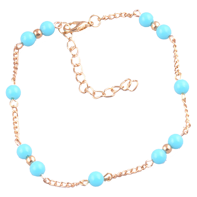 Fußkettchen mit Kunstperlen - türkis