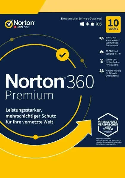 Norton 360 Premium 10 Devices / 1 Year 75 GB - No subscription