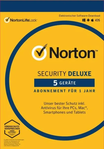 Norton Security Deluxe 5 Geräte / 1 Jahr - Kein Abo