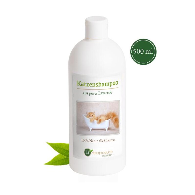Katzenshampoo MAXI | Bio | sanfte Fellpflege ohne Chemie & Seife | gegen Juckreiz | hypoallergen | mit original marokkanischer Lavaerde | 500 ml | neuer Glanz für Kurz- und Langfell