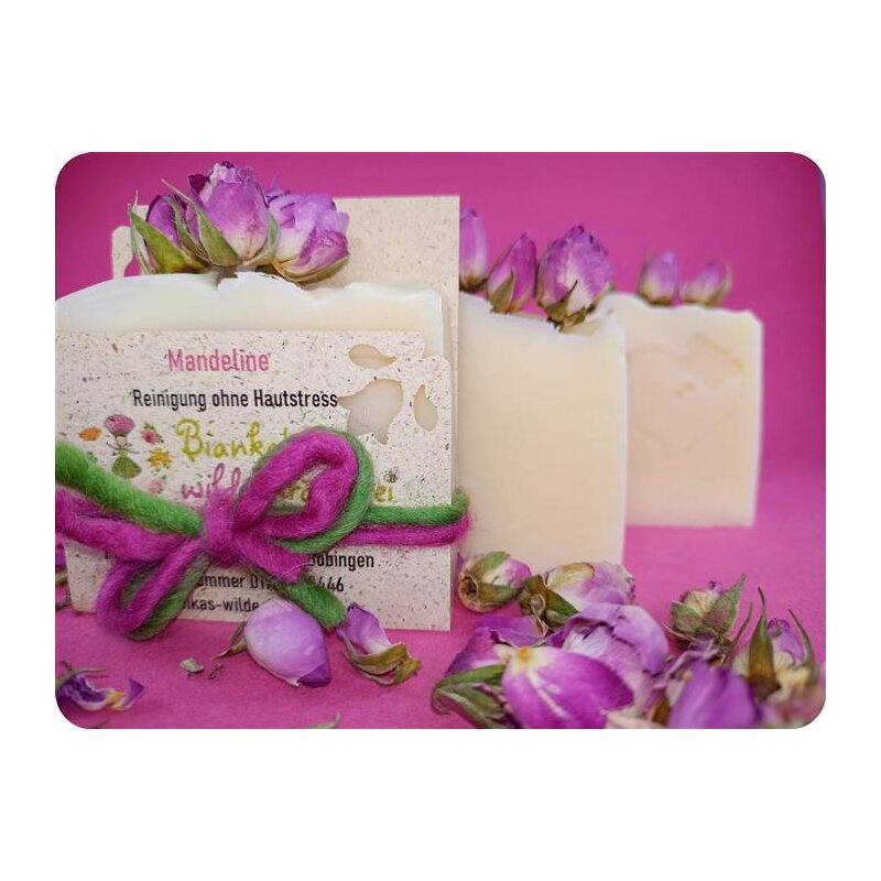 Naturseife Mandeline | sanfte Pflege mit Mandel- und Pflaumenkernöl | nur aus natürlichen Zutaten | vegan | 80 g