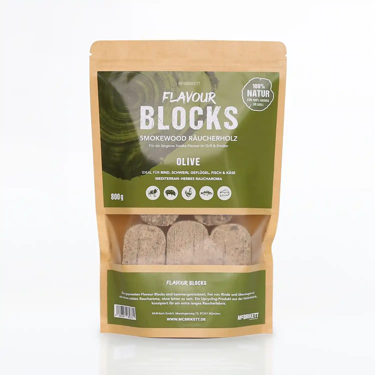 Flavour Blocks 'Olive' - 800g Premium Räucherholz