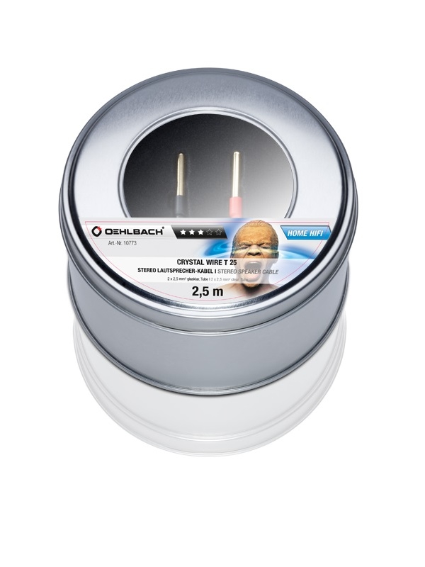 Oehlbach Crystal Wire T25, 10,0m - 2x2,5 mm² Lautsprecherkabel mit Tube-Verbinder