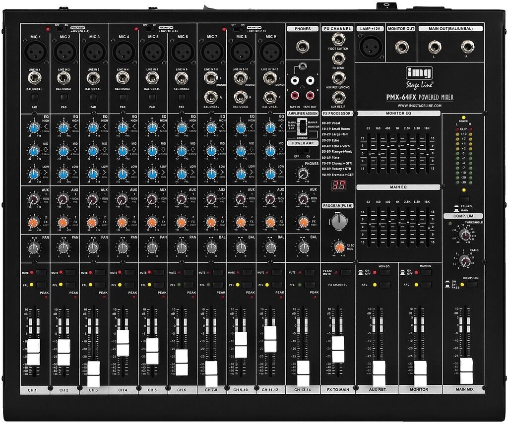 IMG Stageline PMX-64FX Mixer mit Digital-Verstärker und DSP-Effekteinheit UVP: 999.- €