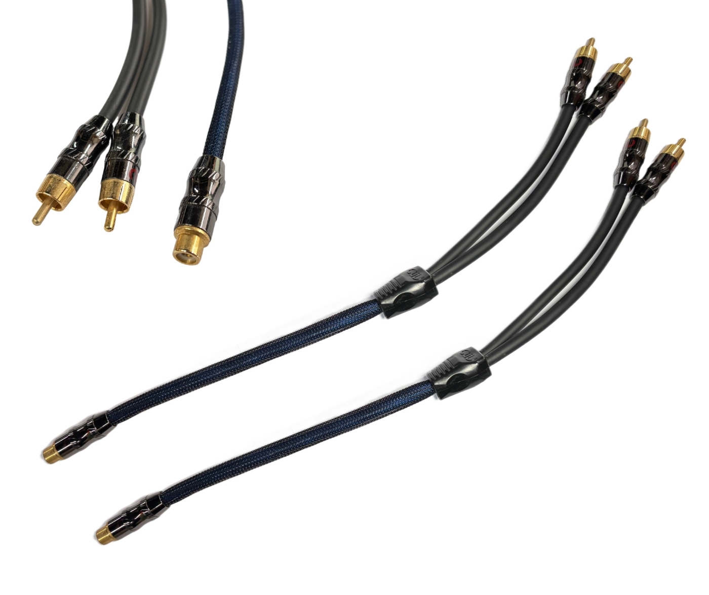 AIV 890354 2 x Y-Cinch Kabel - Blau transparent 2x Stecker - 1x Buchse - 890354