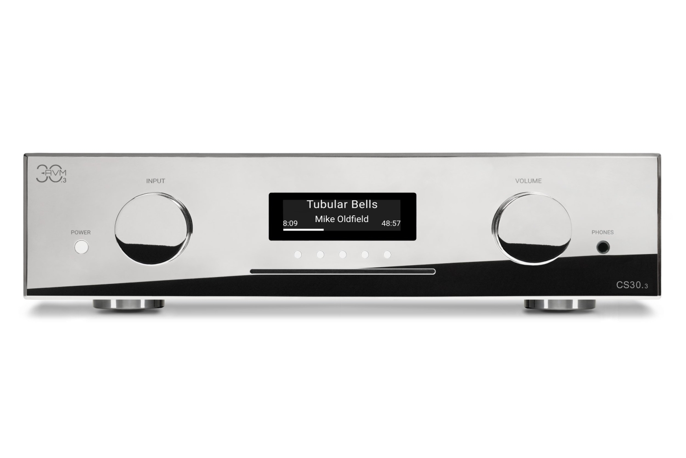 AVM30 CS 30.3 - All-In-One Compact Streamer mit AVM X-STREAM Engine®, CD-Player & Phonoeingang Alu Schwarz mit Cellini Chromfront