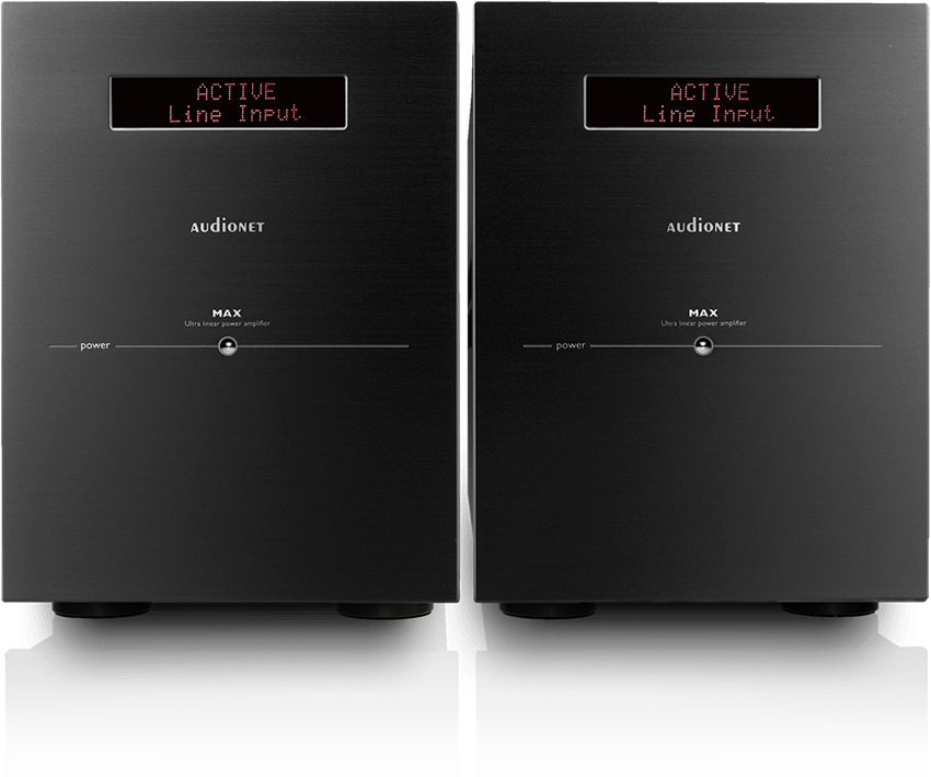 Audionet MAX mit rotem Display Paar Mikroprozessorgesteuerter Referenz-Mono-Leistungsverstärker schwarz