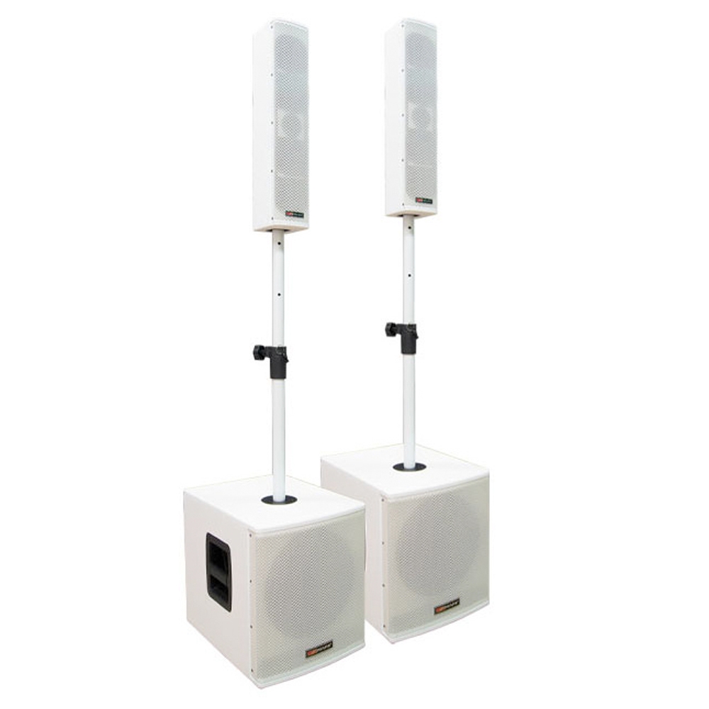 MARK Set MK Bigman 1000A - Aktives 1000 Watt Subwoofer-Satelliten-System | Neu Weiß, inklusive Speakon-Kabel