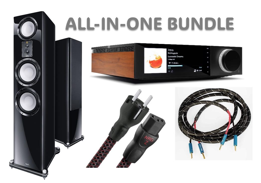 All-in-One Bundle | Cambridge Audio Evo 150 + Magnat Signature 909 + WSS Silverline Lautsprecherkabel + Audioquest NRG Z3 Netzkabel UVP 7106 €