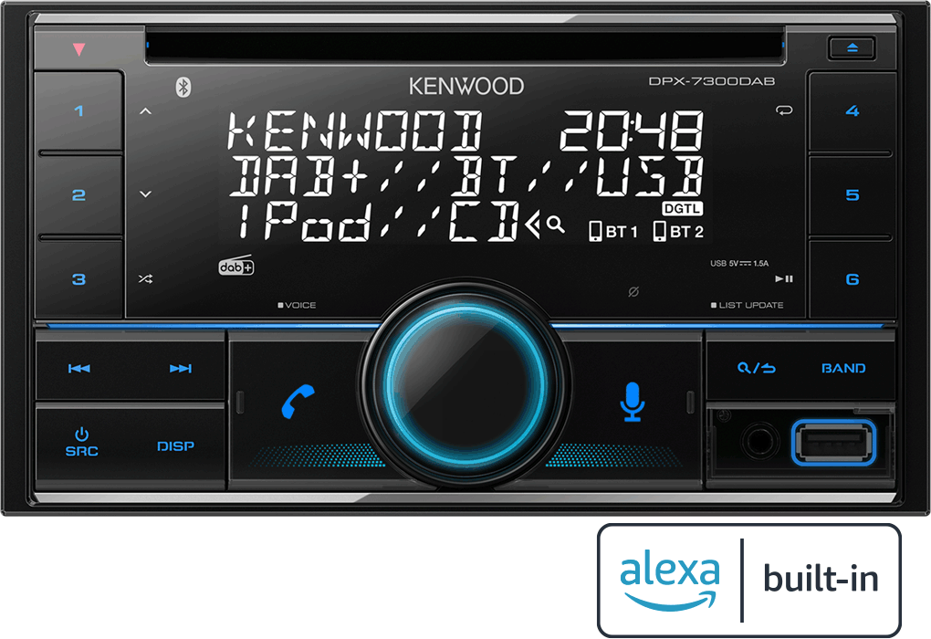 Kenwood DPX-7300DAB I 2-DIN Autoradio / DAB+ / Amazon Alexa / Bluetooth / CD / Front-USB / Front-AUX-IN / iPhone Steuerung