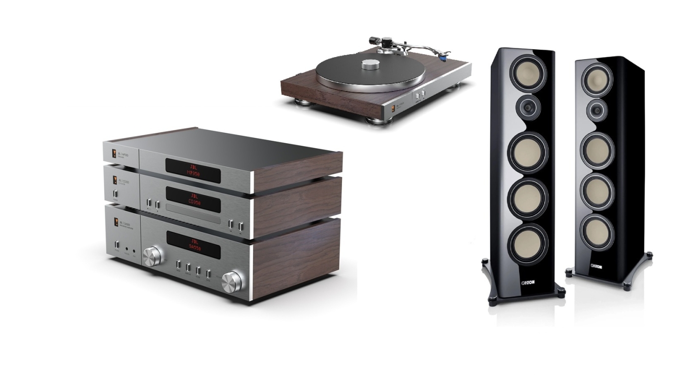 JBL Classic + Canton A55 schwarz hg ++ BLACK-DEAL-DAYS ++ SA550 + TT350 + MP350 + CD350 Set | Neu ++ UVP 9785 € ++