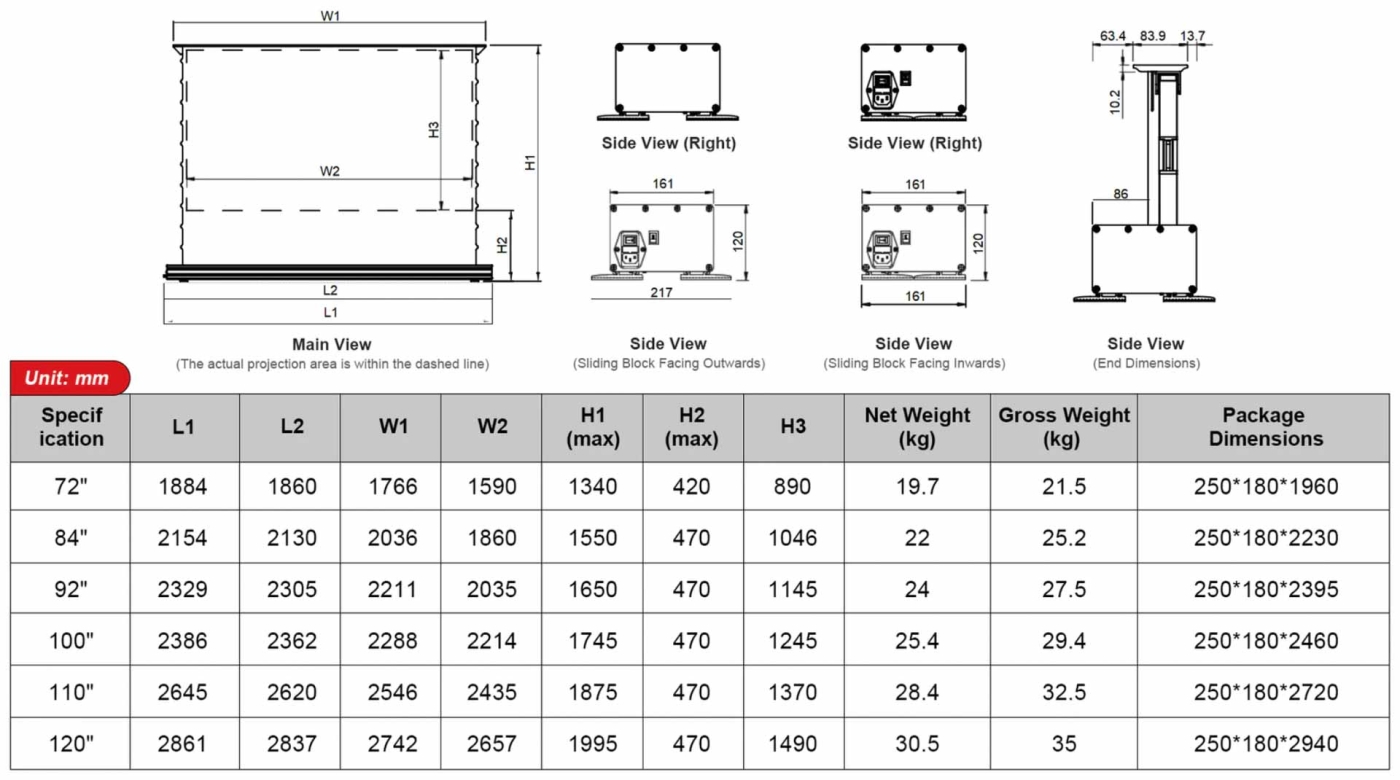 ShedLight 100' CLR Lenticular Bodenscherenleinwand elektrische Bodenleinwand für Laser TV | Auspackware, wie Neu