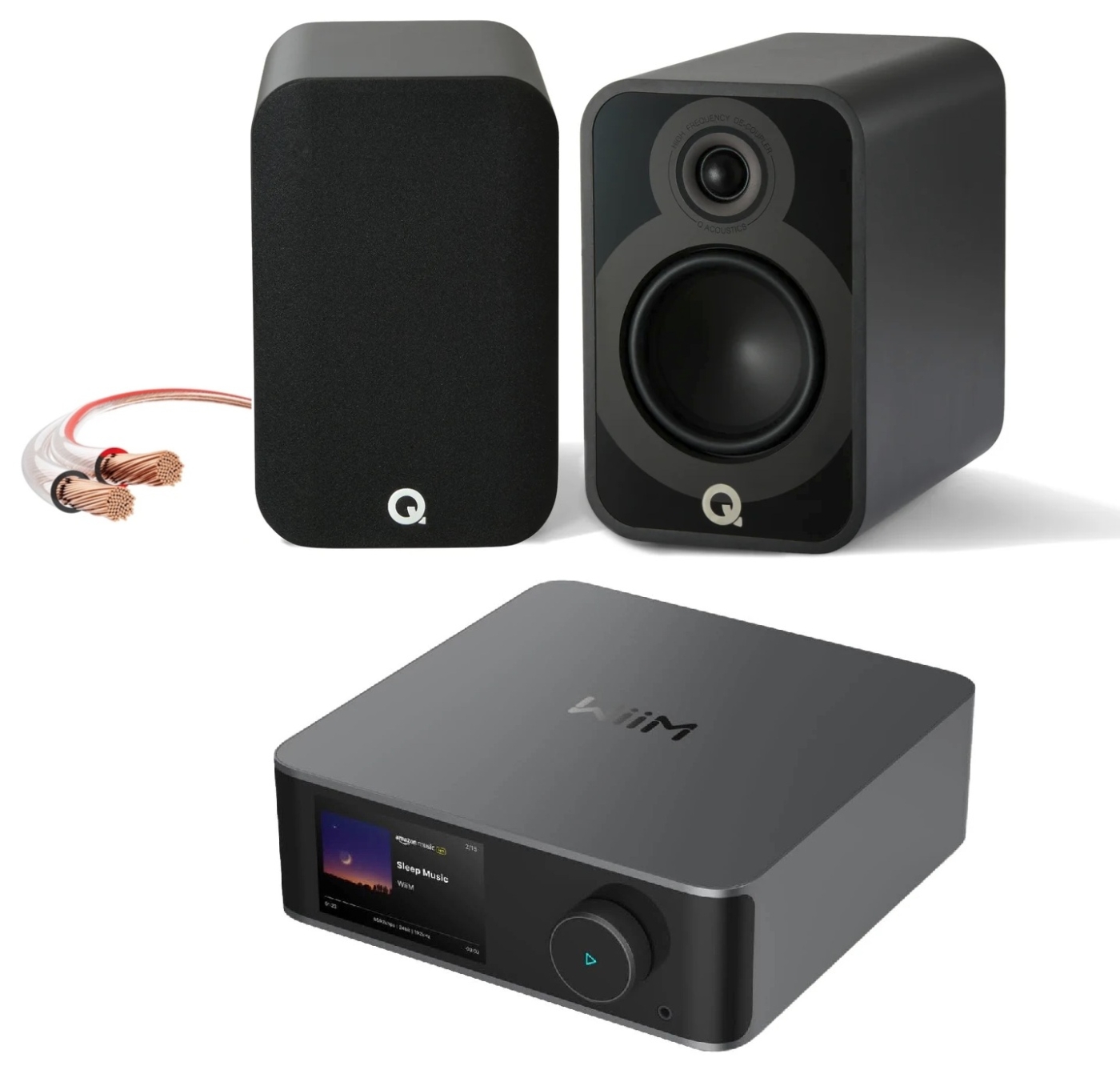 Bundle Wiim Amp Ultra + Q-Acoustics 5020 + LS-Kabel | Neu Grau/Schwarz