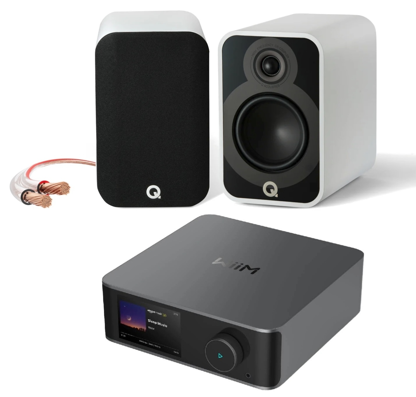 Bundle Wiim Amp Ultra + Q-Acoustics 5020 + LS-Kabel | Neu Grau/Weiß