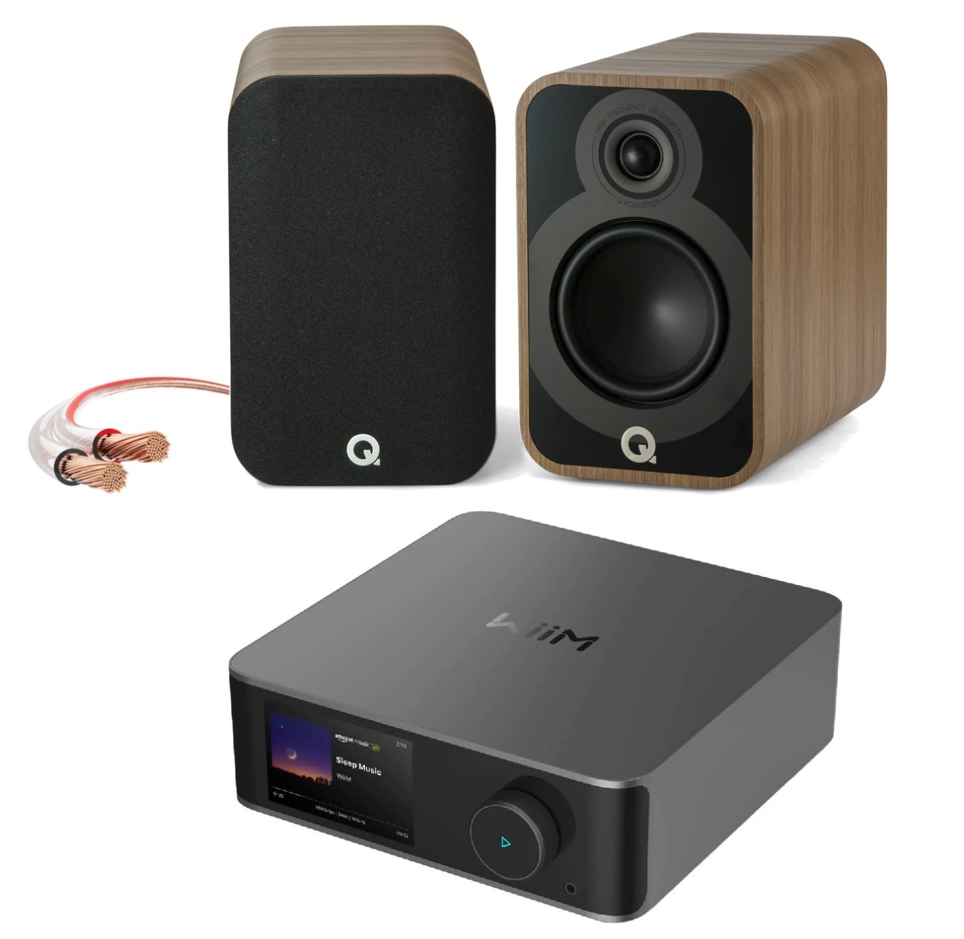 Bundle Wiim Amp Ultra + Q-Acoustics 5020 + LS-Kabel | Neu Grau/Eiche