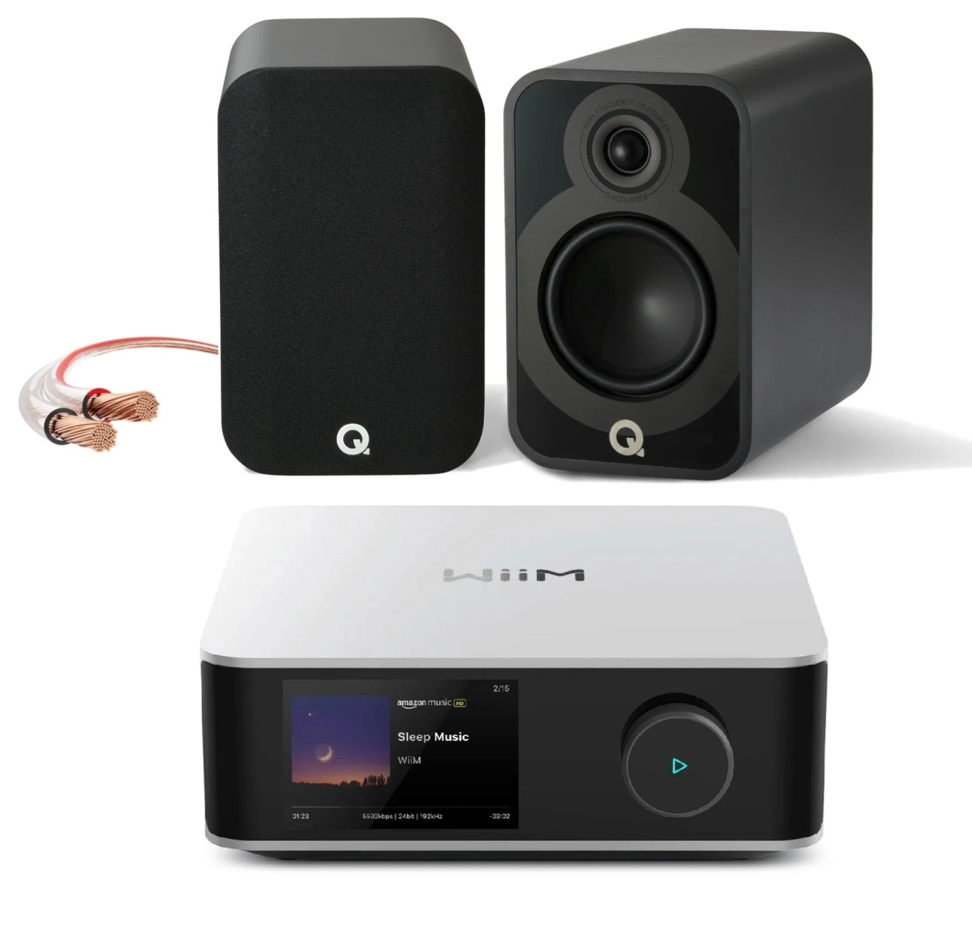 Bundle Wiim Amp Ultra + Q-Acoustics 5020 + LS-Kabel | Neu Silber/Schwarz