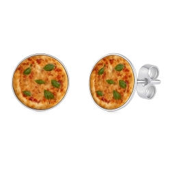 Ohrringe Ohrstecker 316L Chirurgenstahl mit Pizza