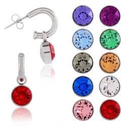 Edelstahl Steckcreolen Ohrringe mit Zirkonia in verschiedenen Farben