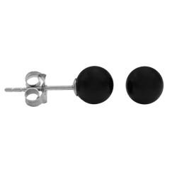 Silber Ohrringe Ohrstecker mit rundem Onyx