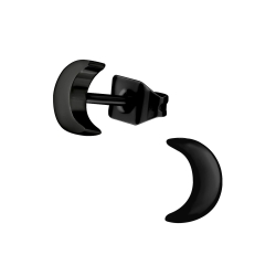 Titan Ohrringe Ohrstecker schwarz mit Mond