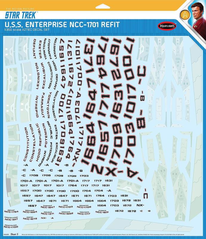 Star Trek U.S.S. Enterprise NCC-1701 Refit Aztec - Decals
