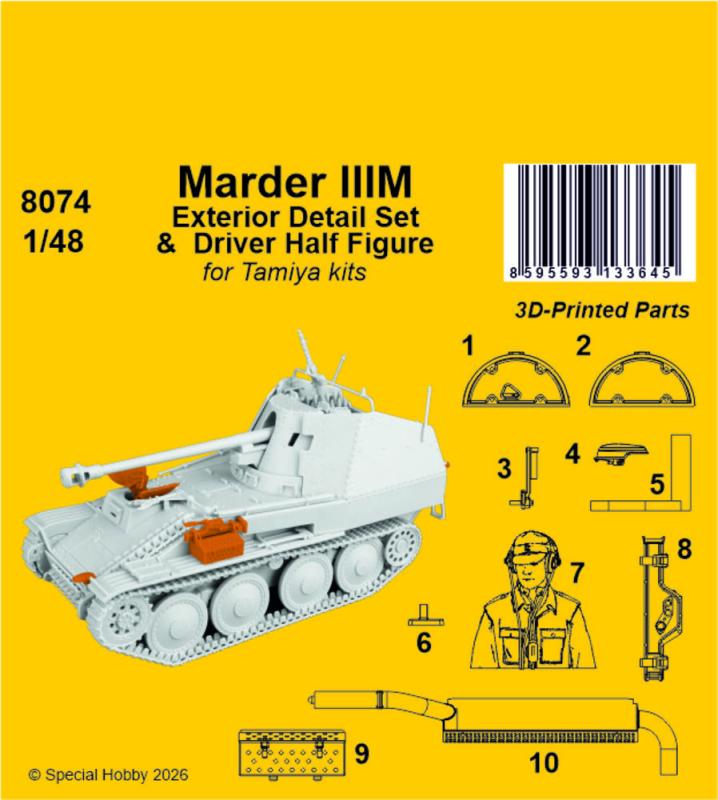 Marder IIIM - Exterior Detail Set & Driver Half Figure [Tamiya]
