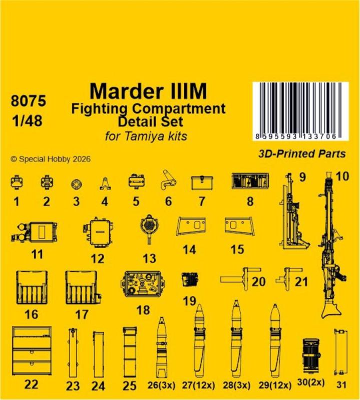 Marder IIIM - Fighting Compartment Detail Set [Tamiya]