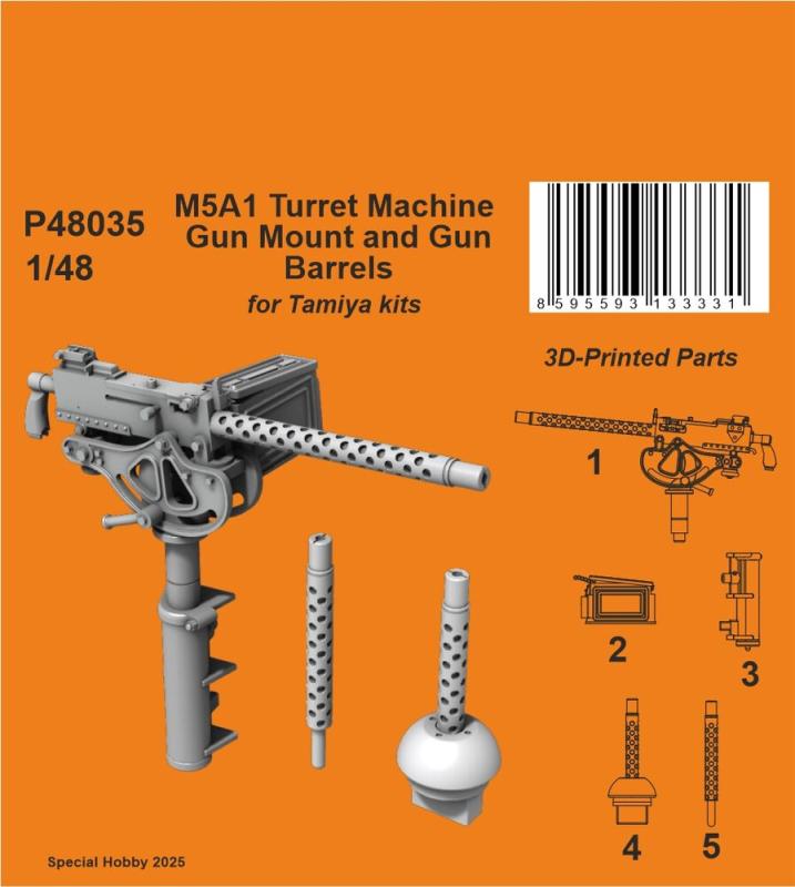 M5A1 - Turret Machine Gun Mount and Gun Barrels [Tamiya]