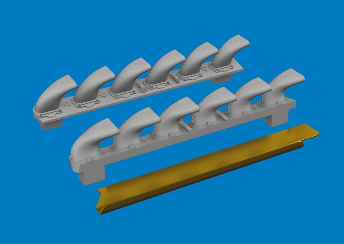 Messerschmitt Bf 109 G-6 - Exhaust stacks - Print [Tamiya]