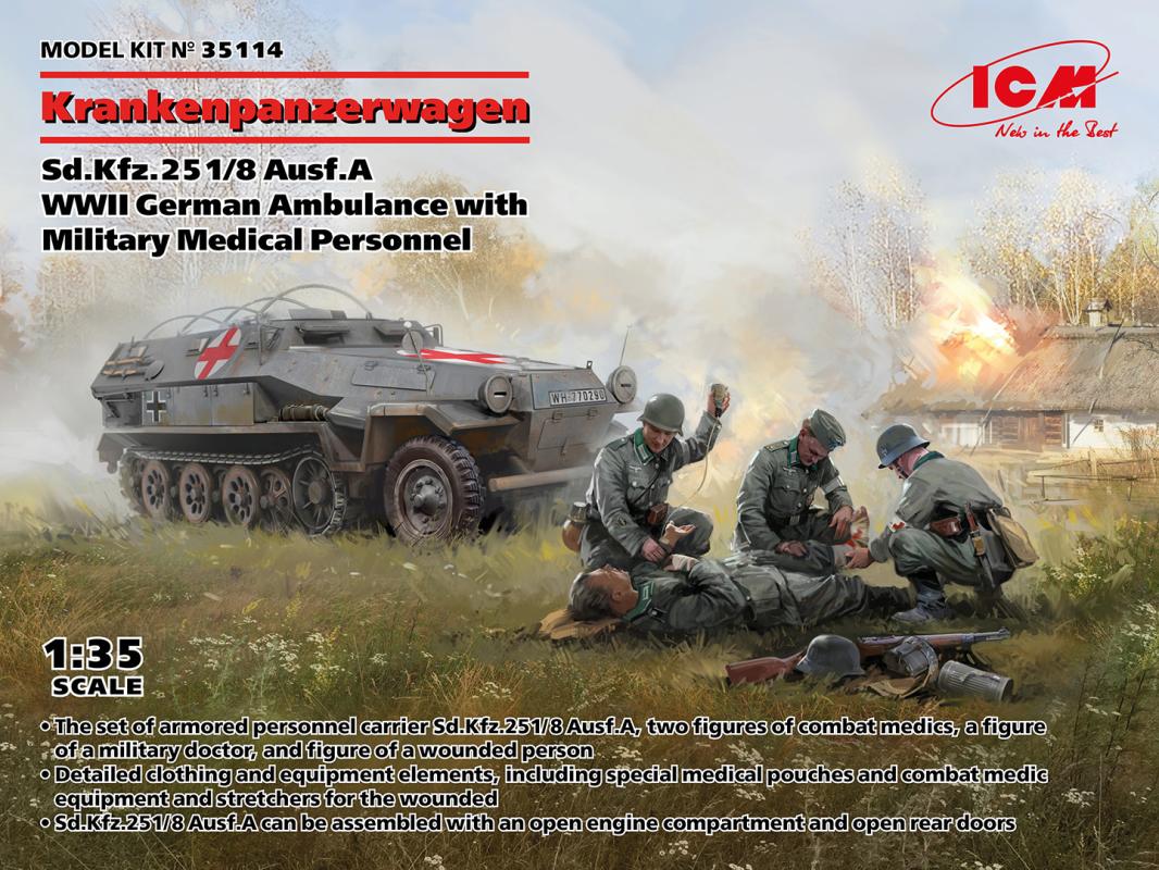 Krankenpanzerwagen Sd.Kfz.251/8 Ausf.A , WWII German Ambulance with Military Medical Personnel