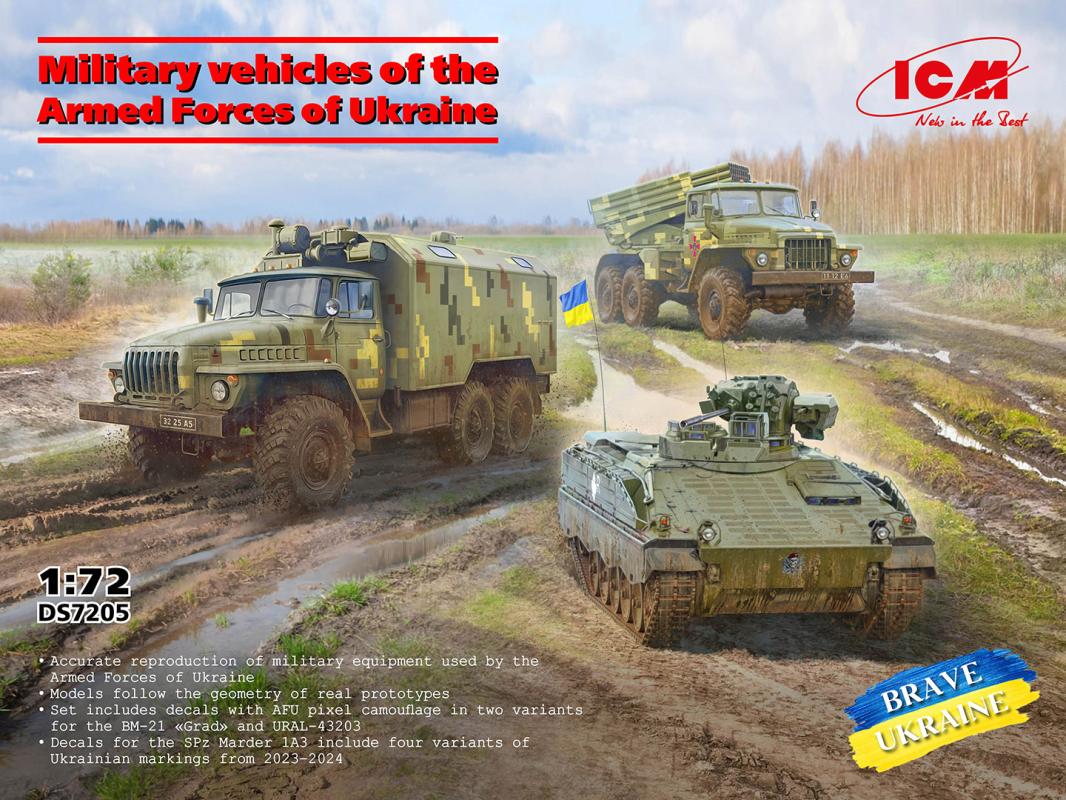 Military vechicles of the Armed Forces of Ukraine (SPz Marder 1A3, URAL-43203, BM-21 ´Grad´)