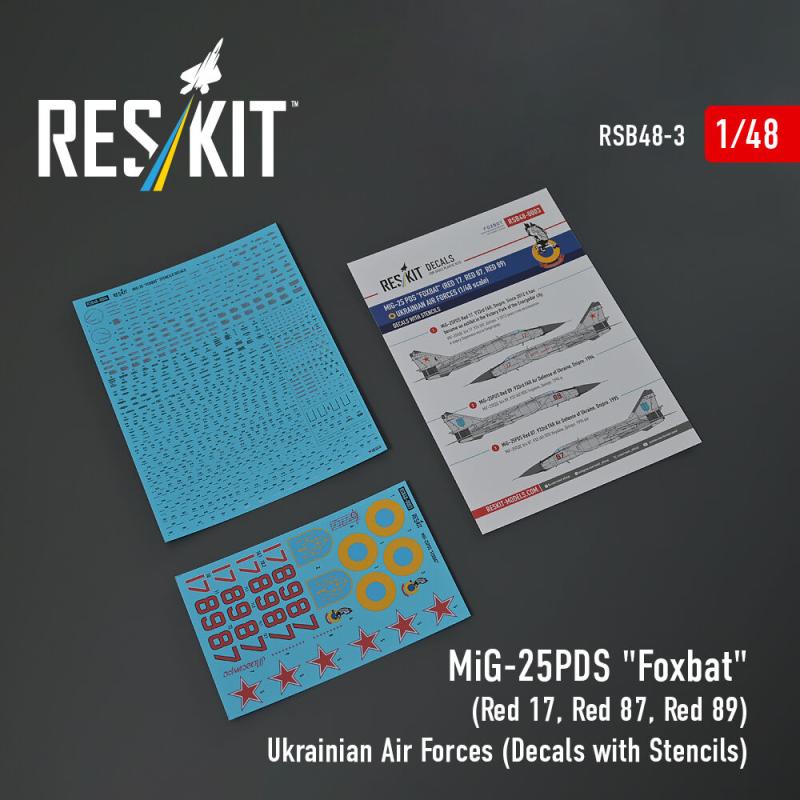 MiG-25PDS Foxbat (Red 17, Red 87, Red 89) Ukrainian Air Forces (Decals with Stencils)