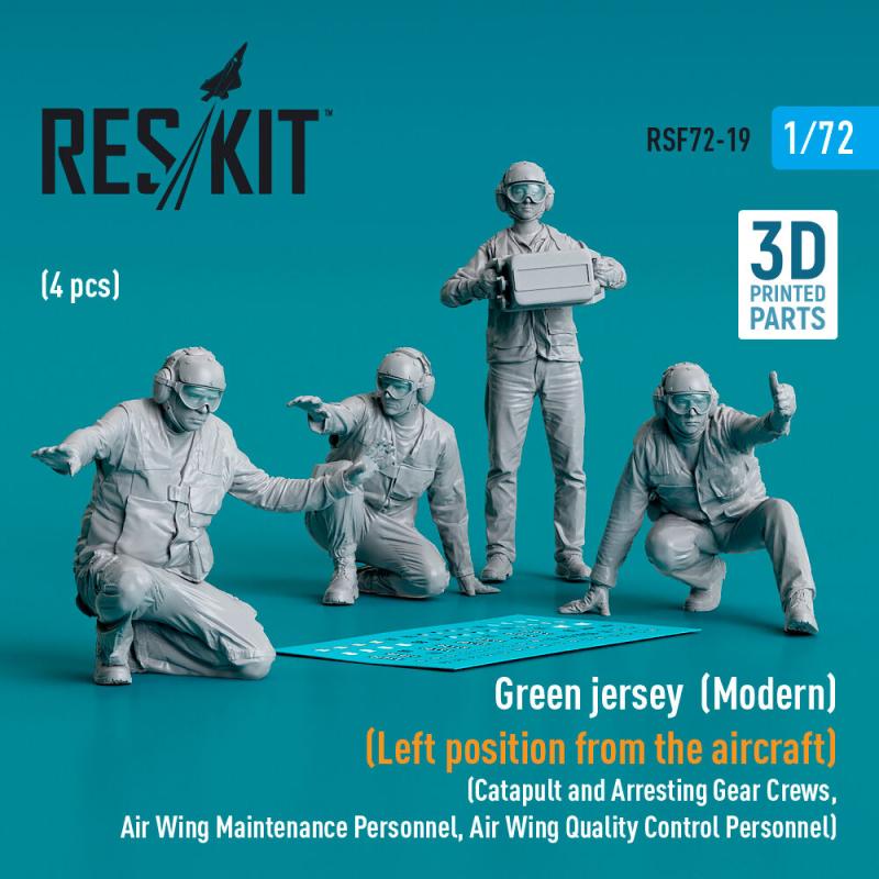Green jersey (Modern) (Left position from the aircraft) (Catapult and Arresting Gear Crews, Air Wing Maintenance Personnel, Air Wing Quality Control Personnel) (4 pcs) (3D Printed)