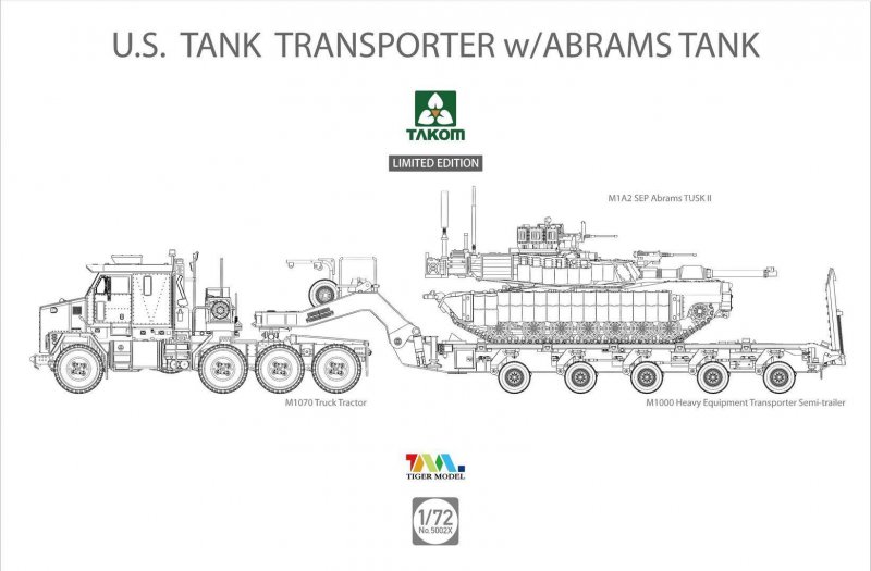 U.S. M1070 & M1000 70 Ton Tank Transporter w/Abrams Tank -  Limited Edition