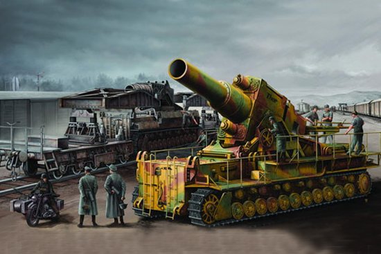 Mörser Karl Gerät 040/041 auf Eisenbahn-Transport-Trailer