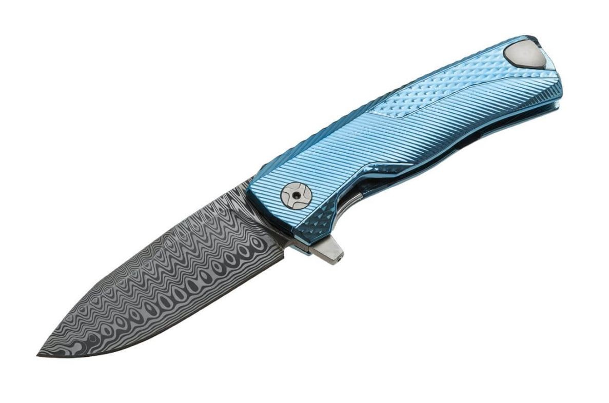 LIONSTEEL - Taschenmesser ROK Damast Blue