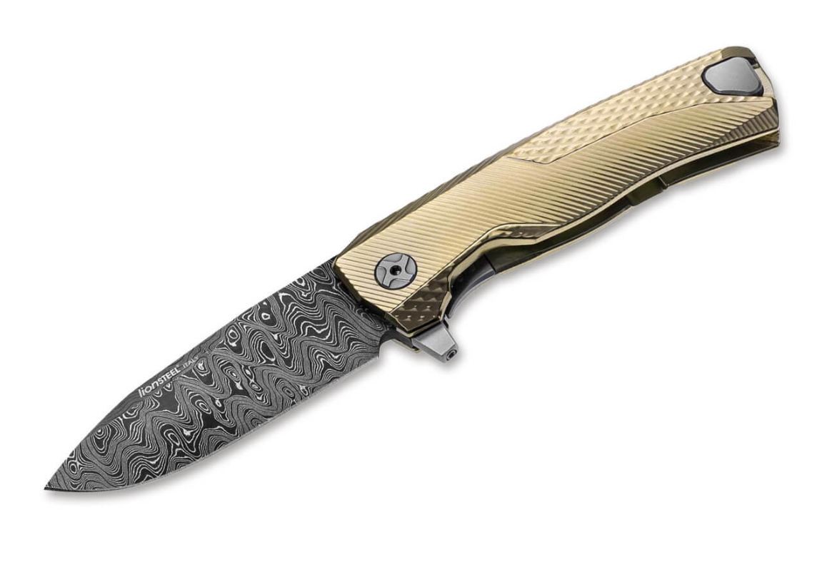 LIONSTEEL - Taschenmesser ROK Damast Gold
