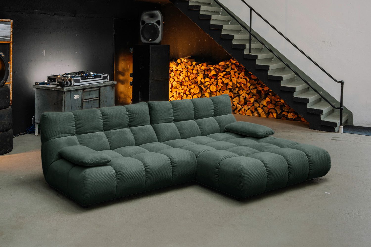 KAWOLA Sofa VIVIEN Ecksofa Feincord grün