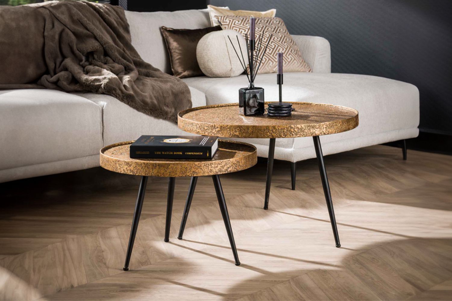 KAWOLA Couchtisch ARINOS Set 2-tlg. Metall bronze