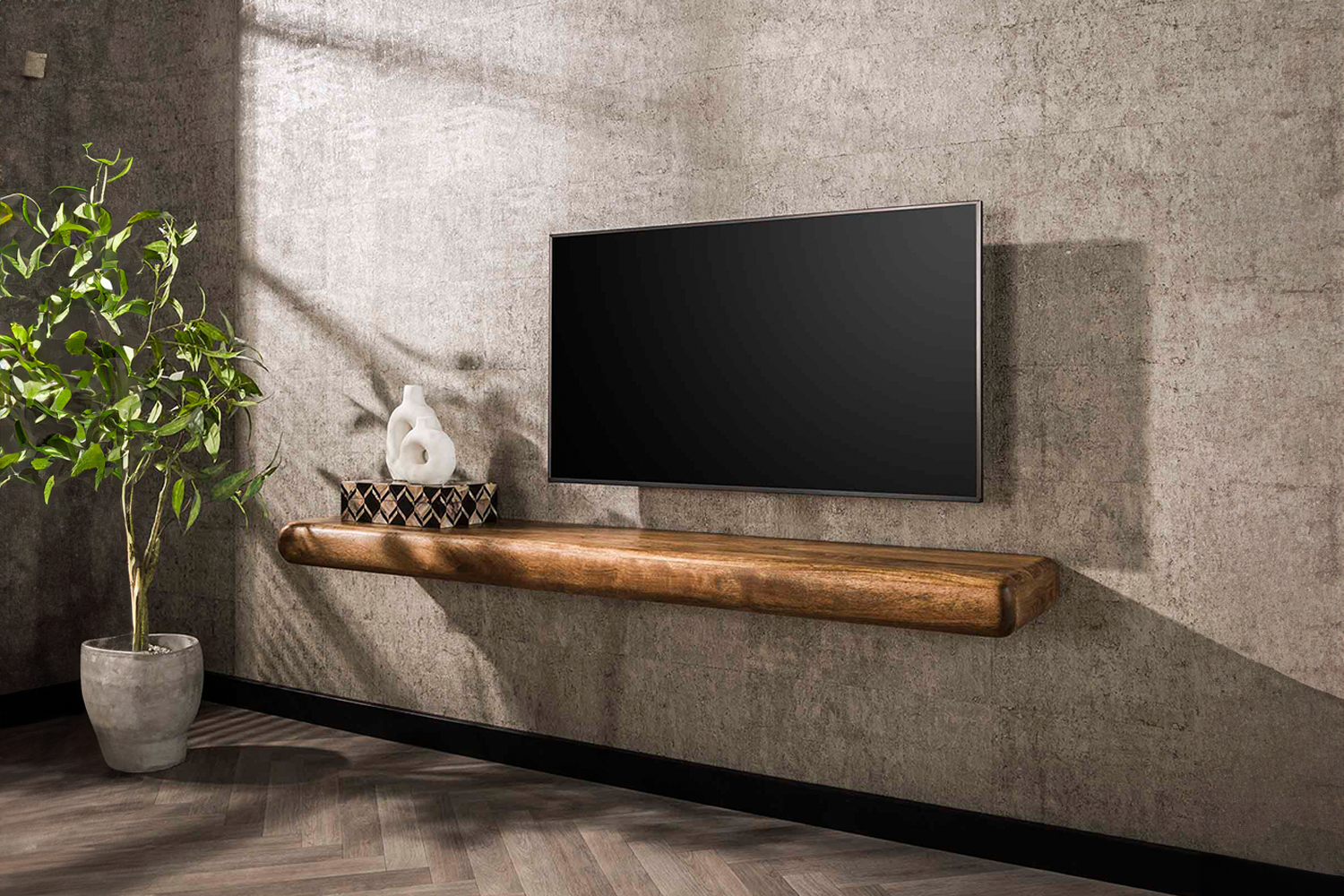 KAWOLA Wandregal SWEAK 170 cm Mangoholz massiv natur