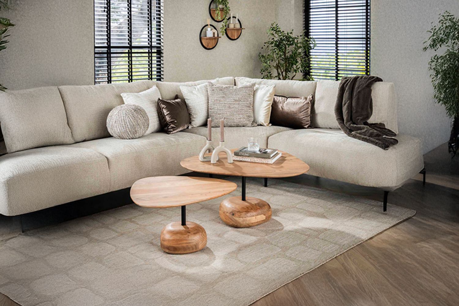 KAWOLA Couchtisch EVI Set 2-tlg. Akazie braun