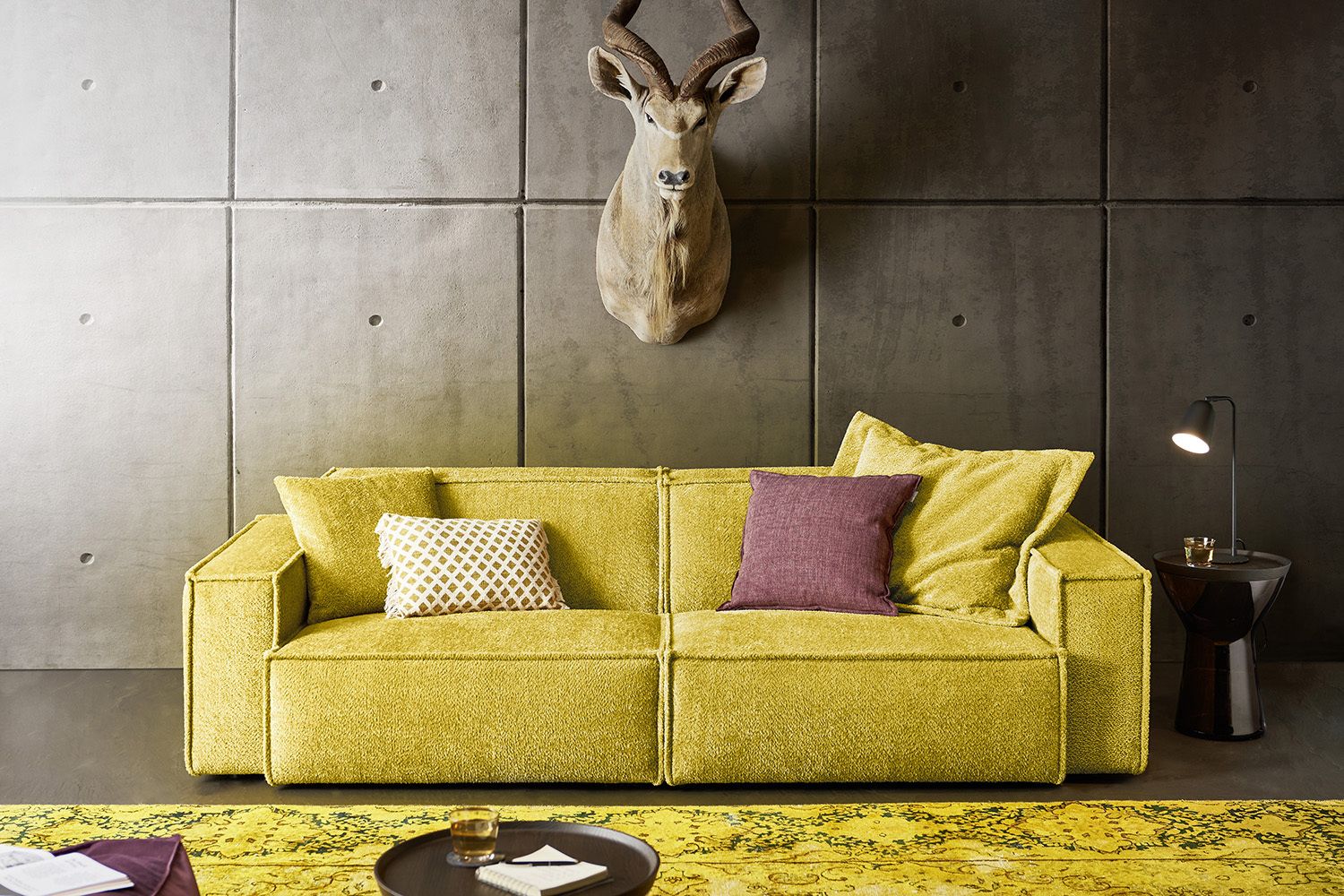 KAWOLA Sofa SAMU Stoff gelb