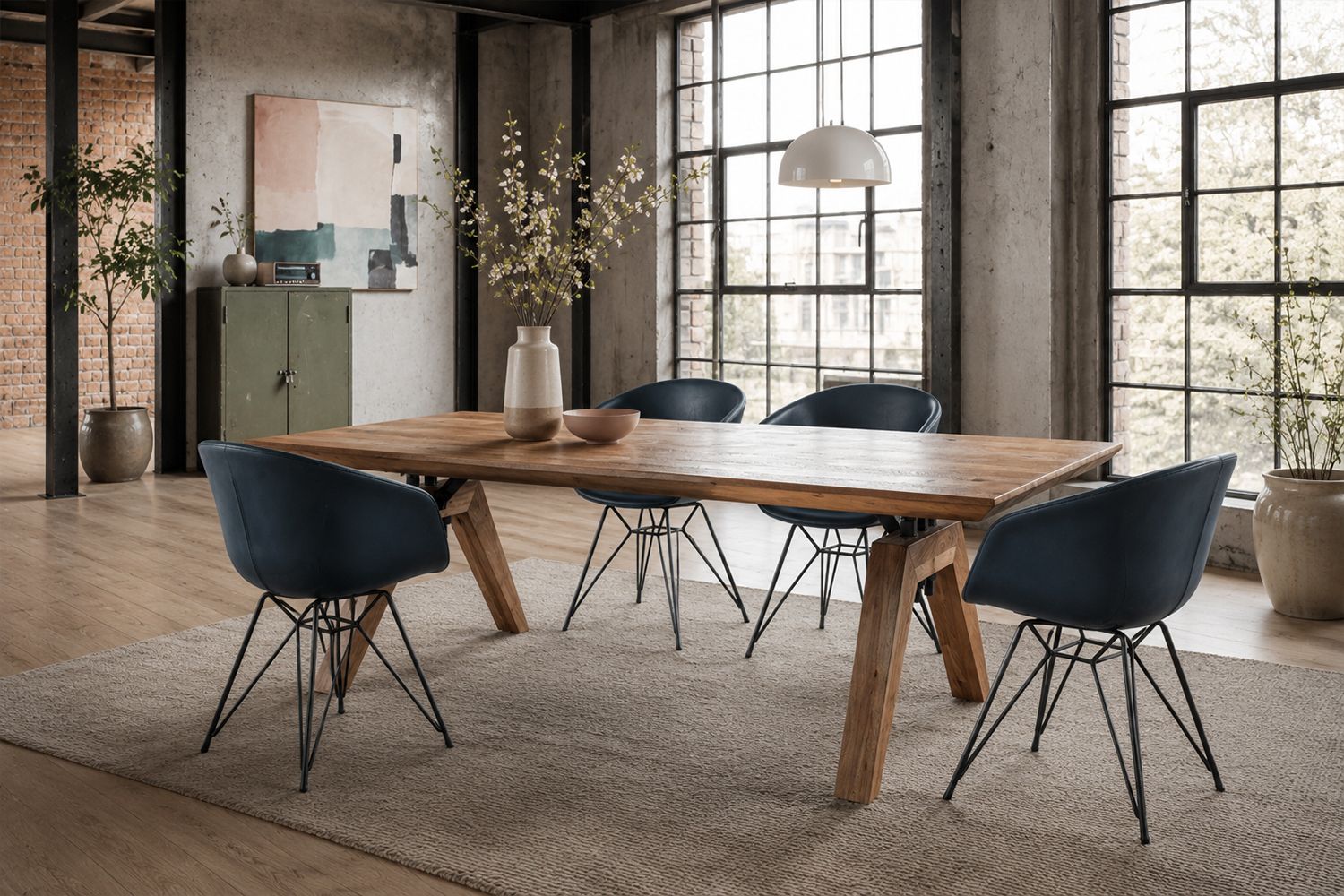 4x KAWOLA Stuhl DANI Esszimmerstuhl Vierfuß Kunstleder blau
