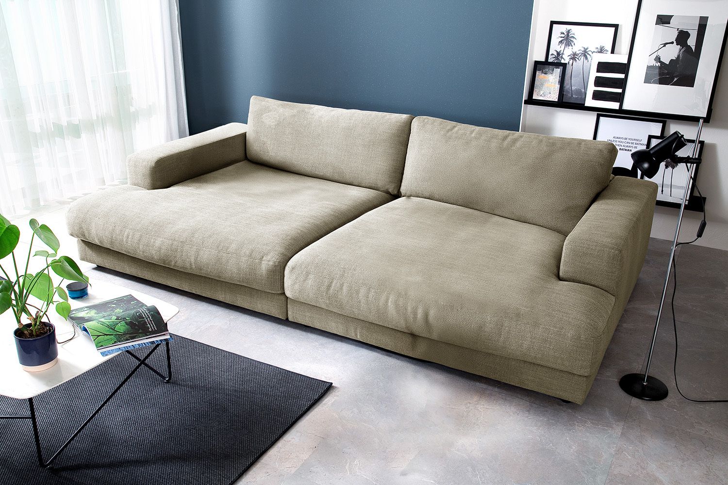 KAWOLA Big Sofa MADELINE Stoff cremeweiß