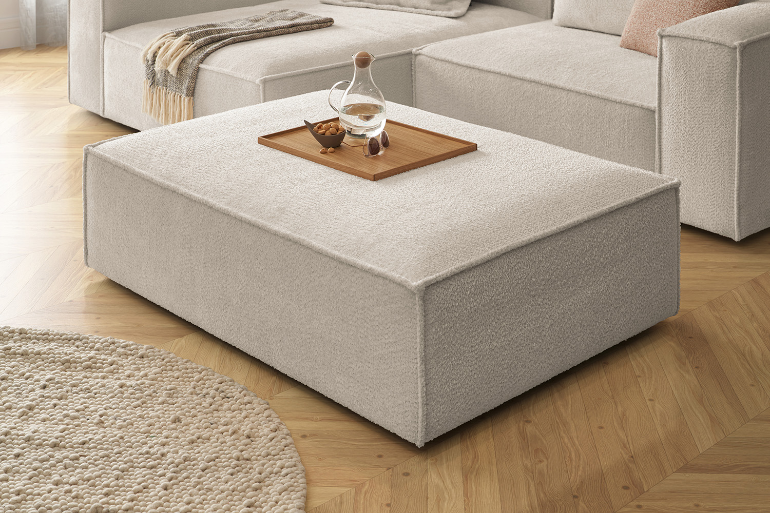 KAWOLA Polsterhocker CARMO Hockerbank Stoff weiß