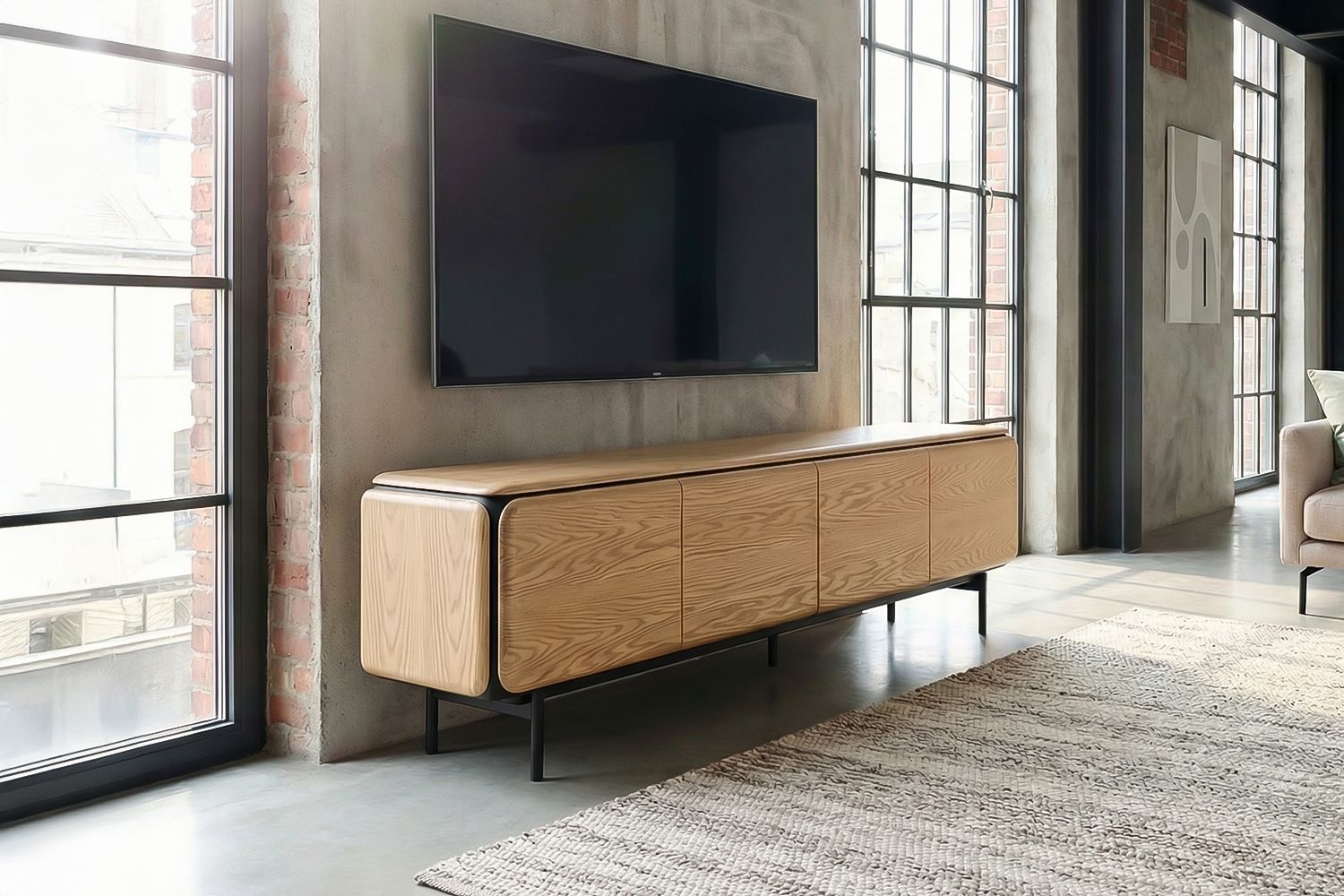 KAWOLA Lowboard AVRIL TV-Board 4 Türen Eiche braun