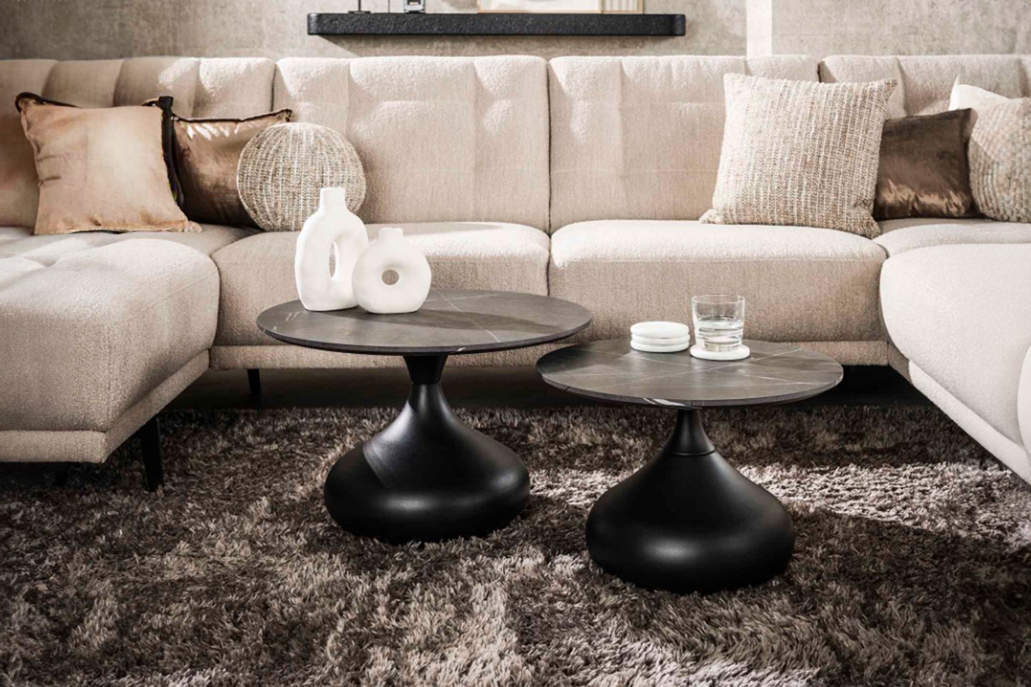 KAWOLA Couchtisch PIRES Set 2-tlg. Holz schwarz