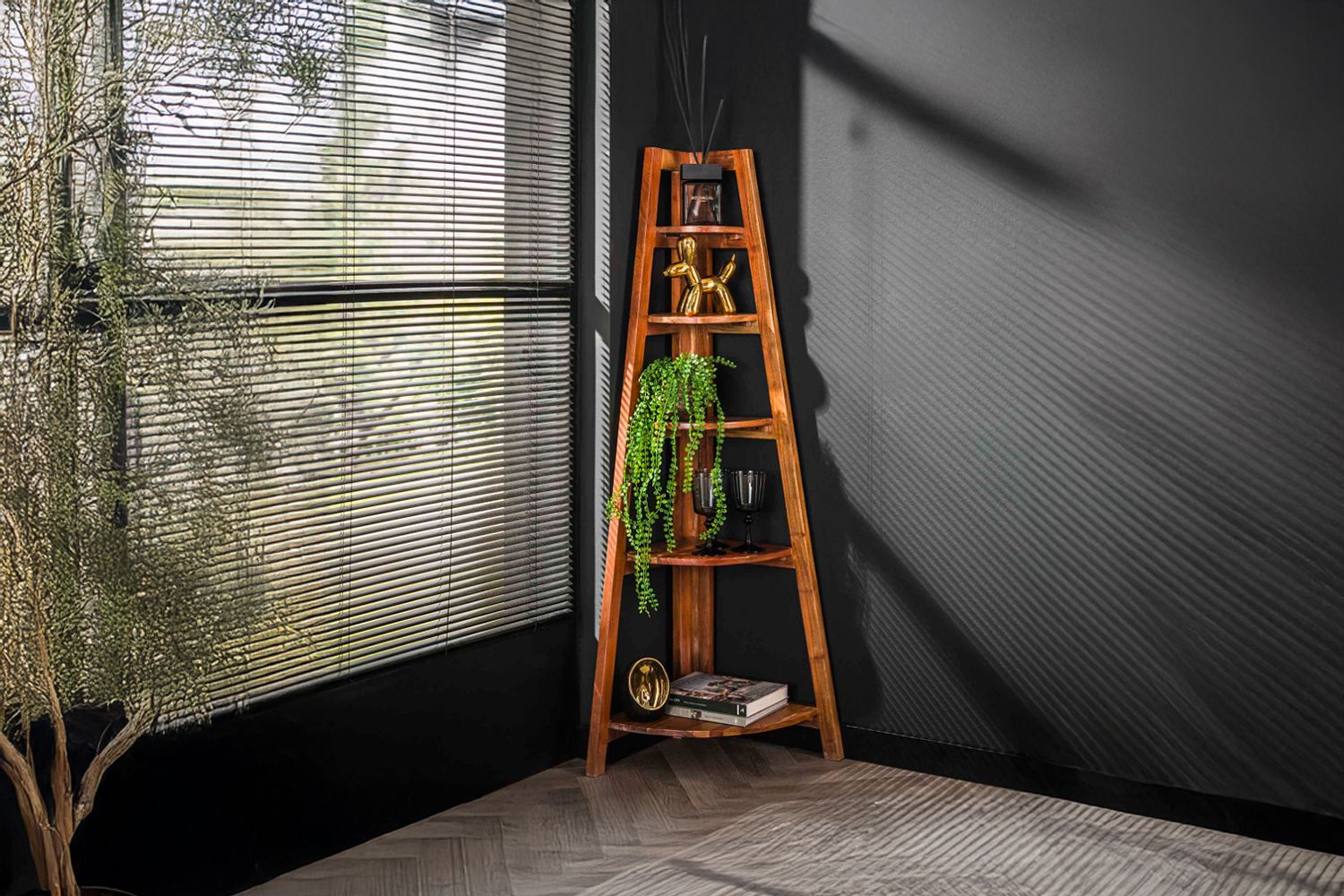 KAWOLA Eckregal TAVIRA Akazie sandfarben 5 Böden