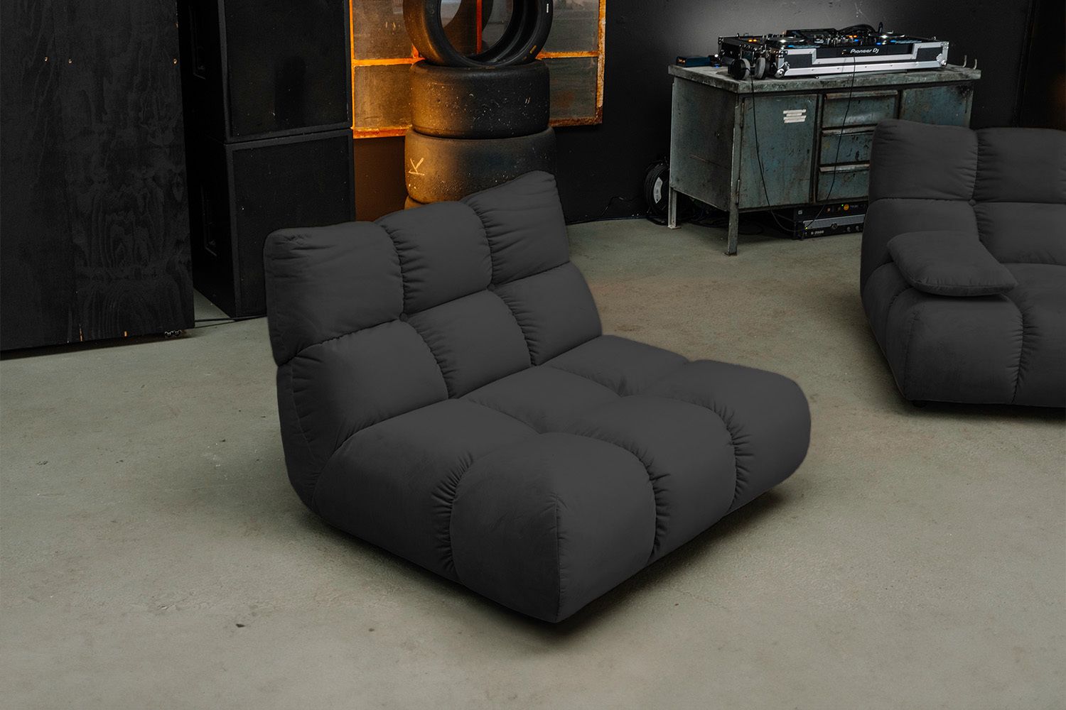 KAWOLA Sessel VIVIEN Drehsessel Velvet schwarz