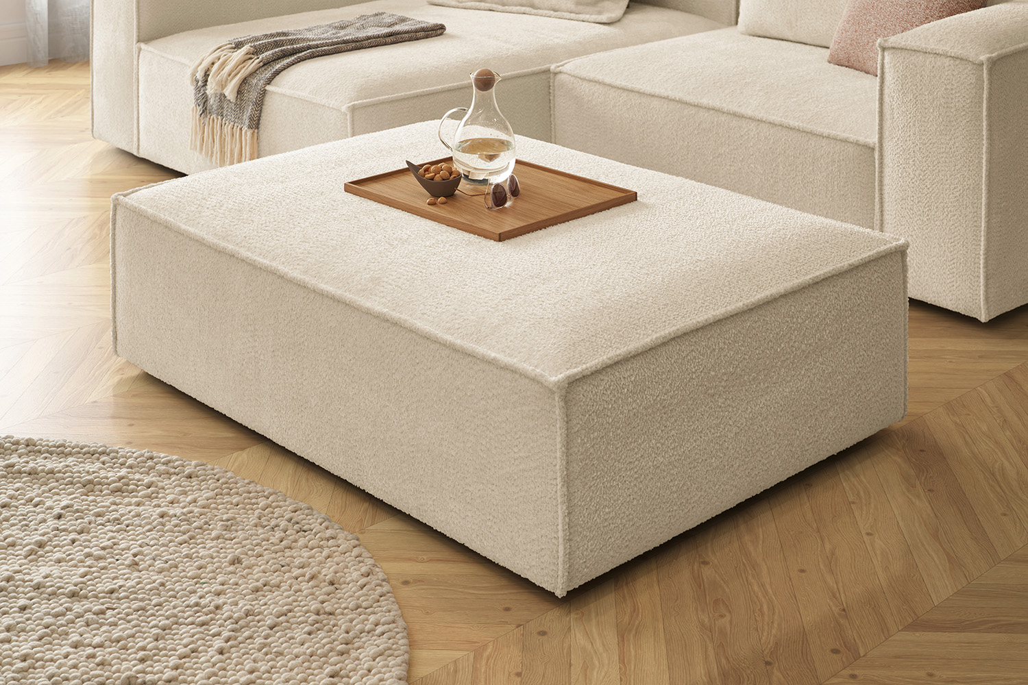 KAWOLA Polsterhocker CARMO Hockerbank Stoff beige